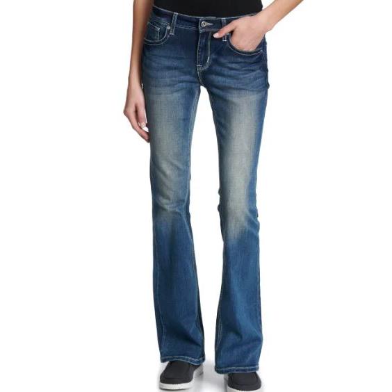 Grace in LA Women's Bootstitch Flare Jean-Medium Wash
