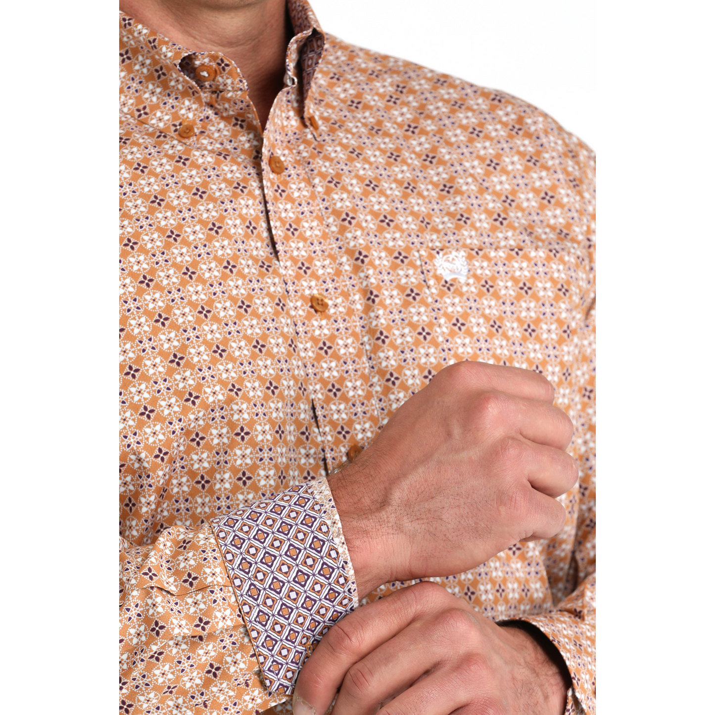 Cinch Men's Long Sleeve Print Shirt- Brown