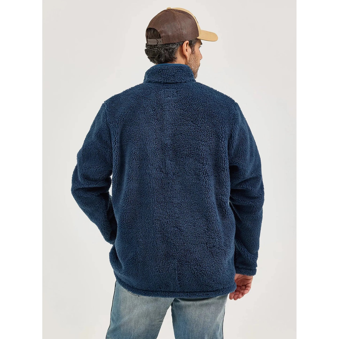 Wrangler Men's Quarter Snap Sherpa Pullover- Moonlight Blue