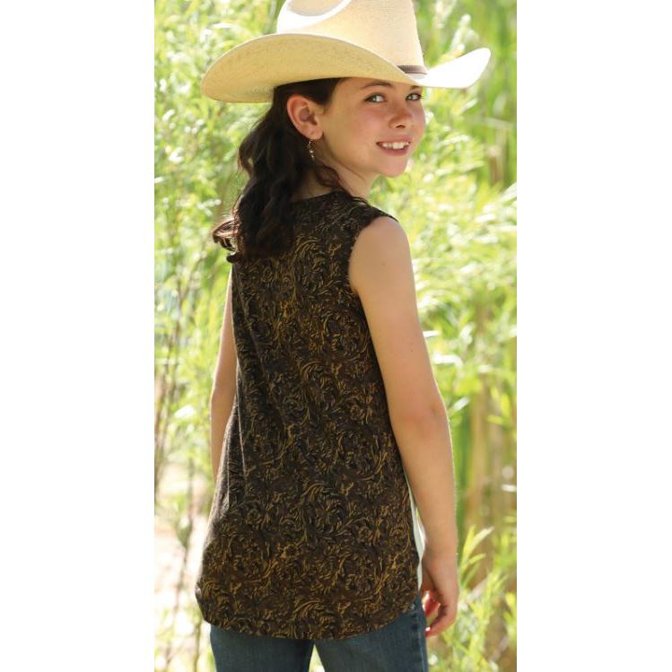 Cinch Girls Printed Sleeveless Tee Shirt- Mint