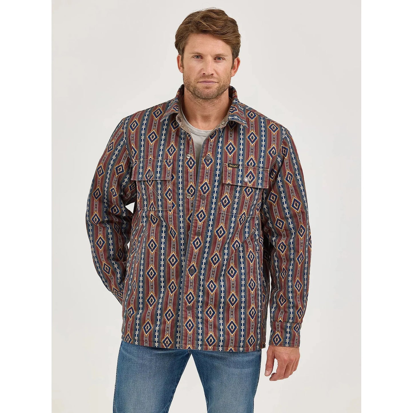 Wrangler Men's Reversible Quilted Shirt Jacket- Chocolate Chip