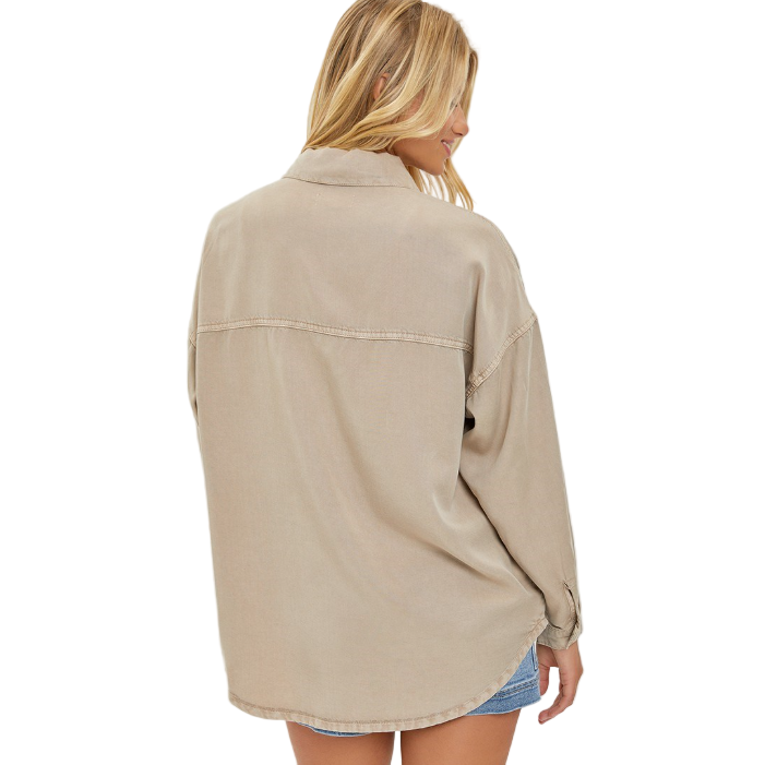 Risen Women's Oversized Tencel Shirt - Taupe