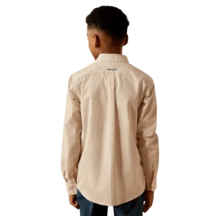 Ariat Boy's Long Sleeve Johnny Classic Fit Shirt- Light Brown