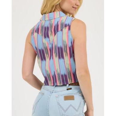 Wrangler Lainey Wilson Sleeveless Tie Front Checotah Shirt- Summer Checotah