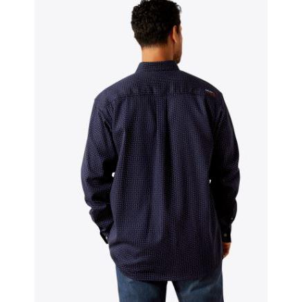 Ariat Men's FR Lever Long Sleeve Work Shirt- Navy Print