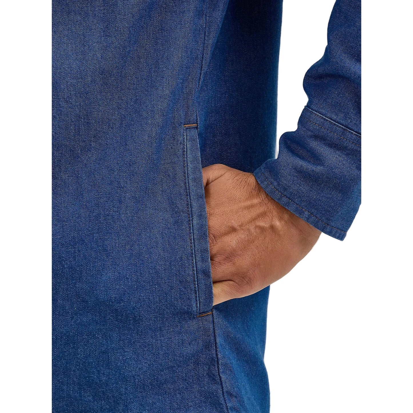 Wrangler Men's Long Sleeve Flannel Lined Work Shirt - Blue Denim