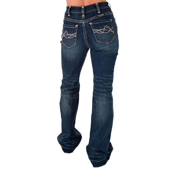 Cowgirl Tuff Women's Next Level High Waist Trouser Jeans- Medium Wash