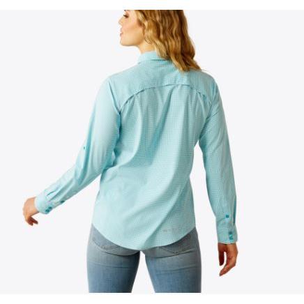 Ariat Women's Venttek Long Sleeve Shirt- Peacock Blue Check
