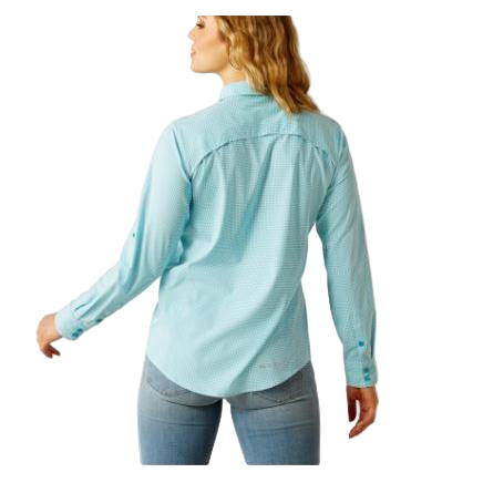 Ariat Women's Venttek Long Sleeve Shirt- Peacock Blue Check