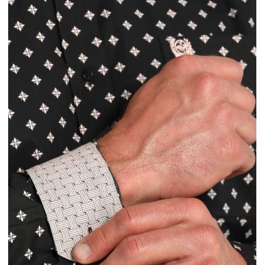 Cinch Men's Long Sleeve Print Shirt-Black