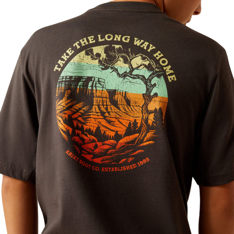 Ariat Boy's Short Sleeve Take the Long Way Tee Shirt - Vintage Black