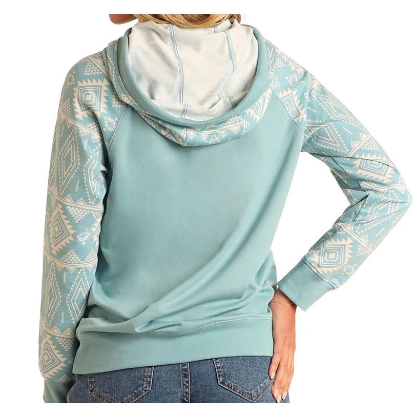 Rock & Roll Women's Cowgirl Hoodie- Aqua