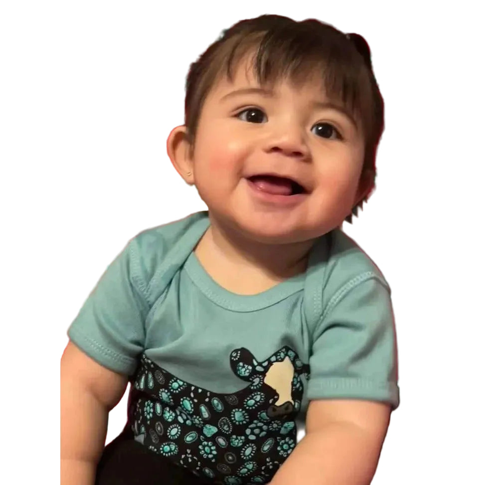 Sterling Kreek Concho Steer Baby Onsie - Light Blue