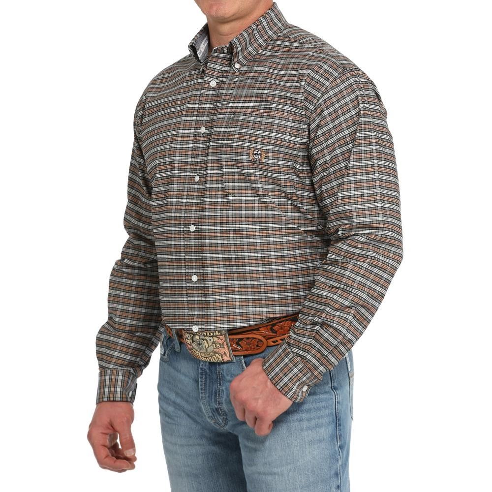 Cinch Men's Long Sleeve Plaid Oxford Shirt- Black