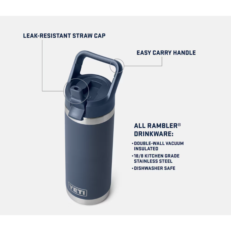 Yeti Rambler® 532ml Water Bottle w/Colour-Matched Straw Cap - Venom