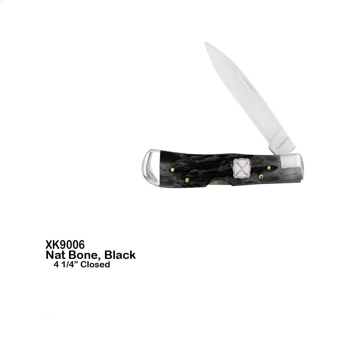 Twisted X Trapper Folding Knife - Black Onyx Bone