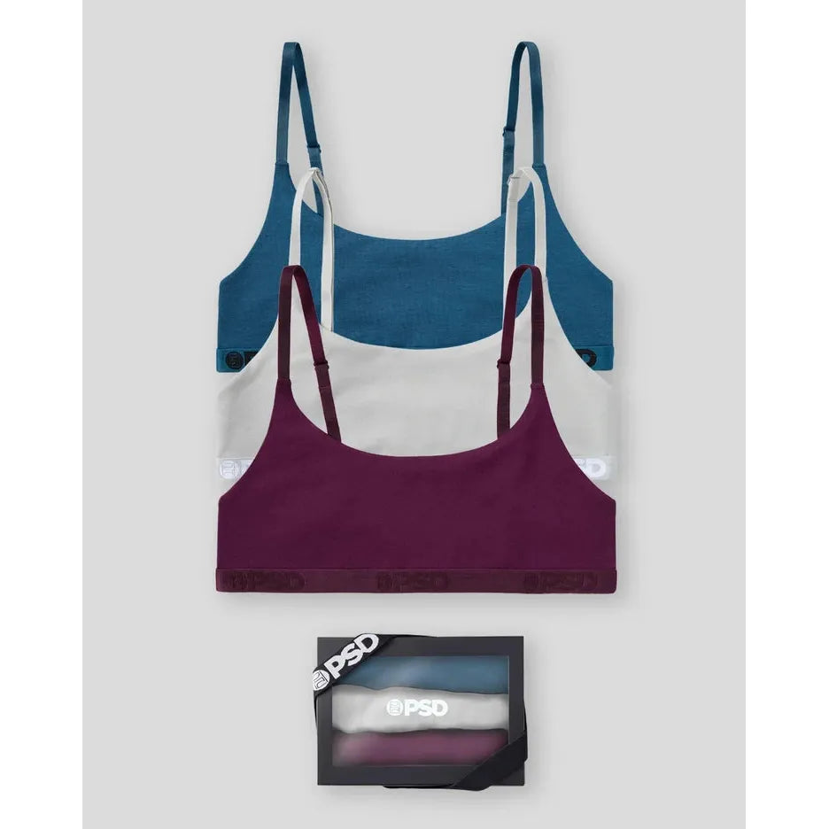 PSD Undergarments Women's Modal 3 Pack Scoop Bralette - Love Bloom