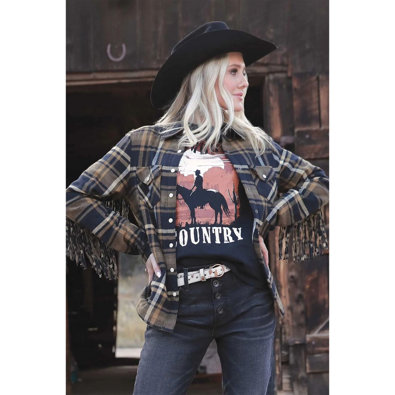 Cruel Women's Long Sleeve Plaid Shirt Jacket - Black