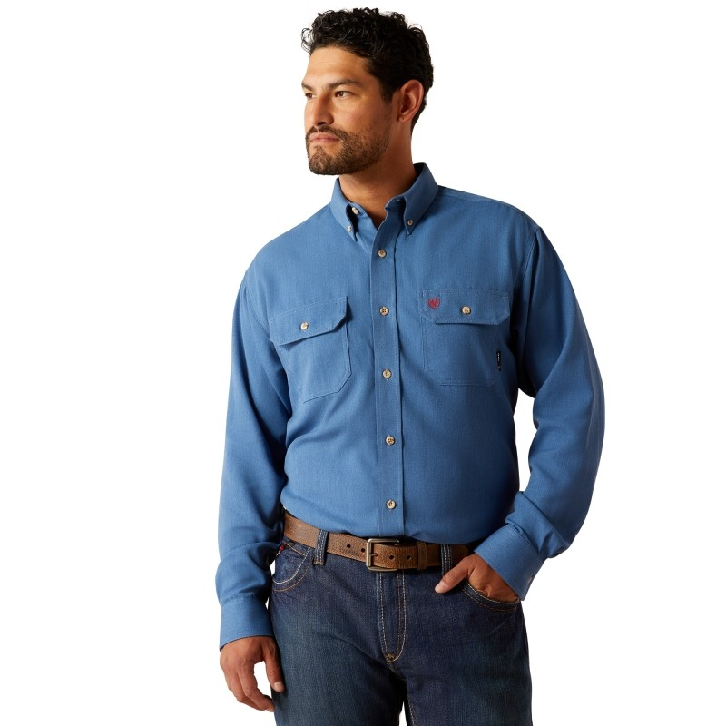 Ariat Men's FR Air Inherent Work Shirt - Medium Blue