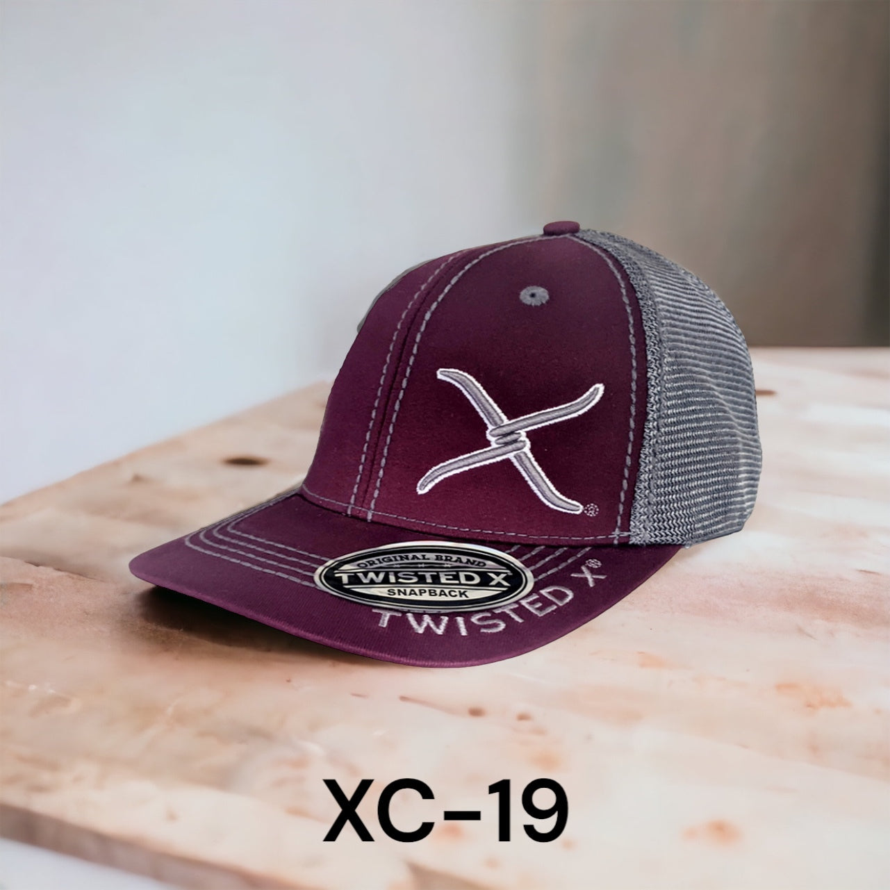 Twisted X Snapback Ball Cap - Burgundy/Grey