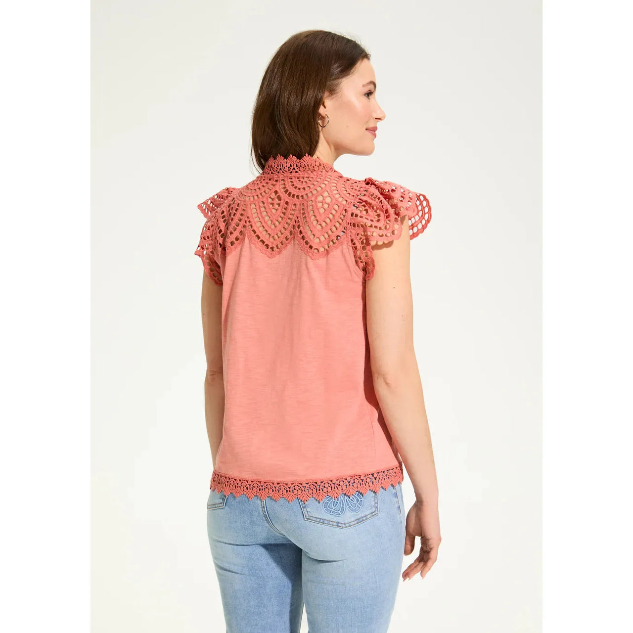 French Dressing Women's Flutter Sleeve Placed Eyelet Top - Assorted Colours