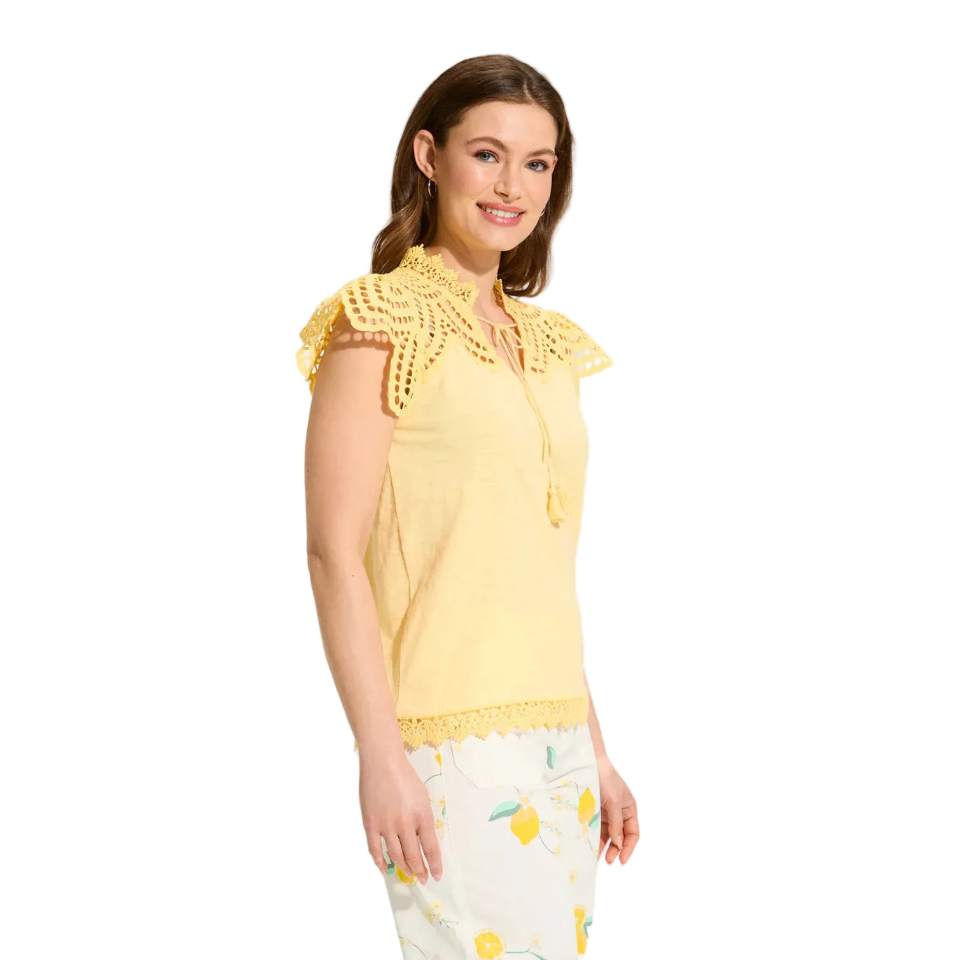 French Dressing Women's Flutter Sleeve Placed Eyelet Top - Assorted Colours