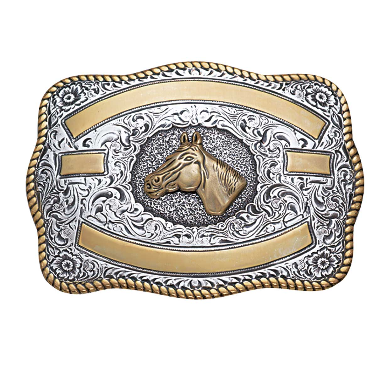 Crumrine Trophy Buckle - Antique Silver & Gold