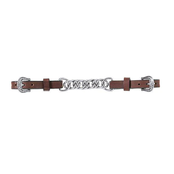 Weaver Leather Basin Cowboy Curb Strap w/Chain - Brown