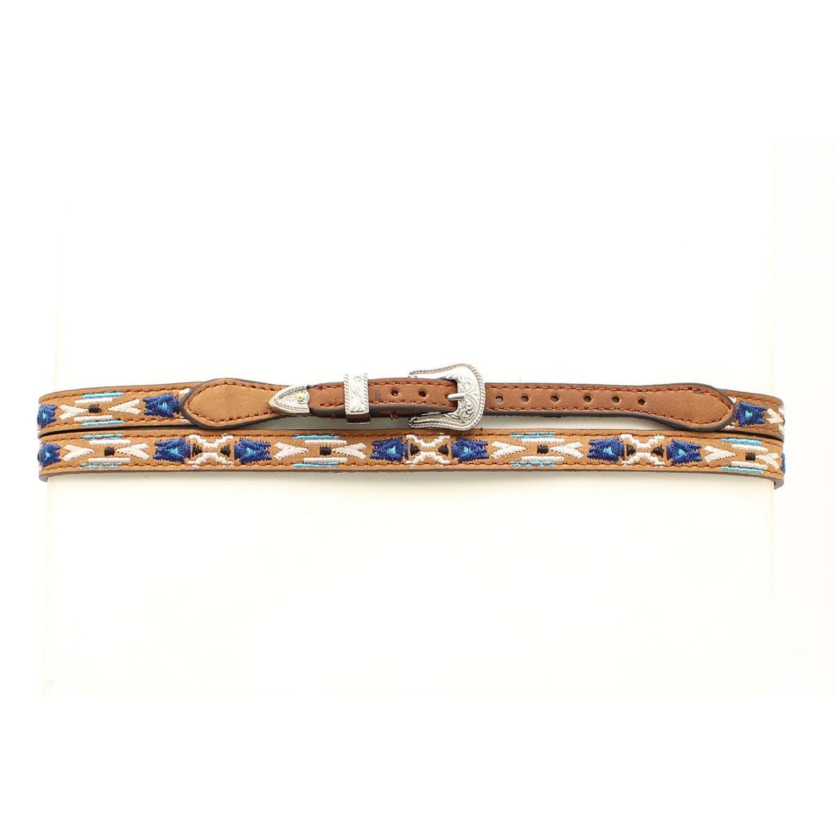 M&F 3/8 Embroidered Hatband- Distressed Brown