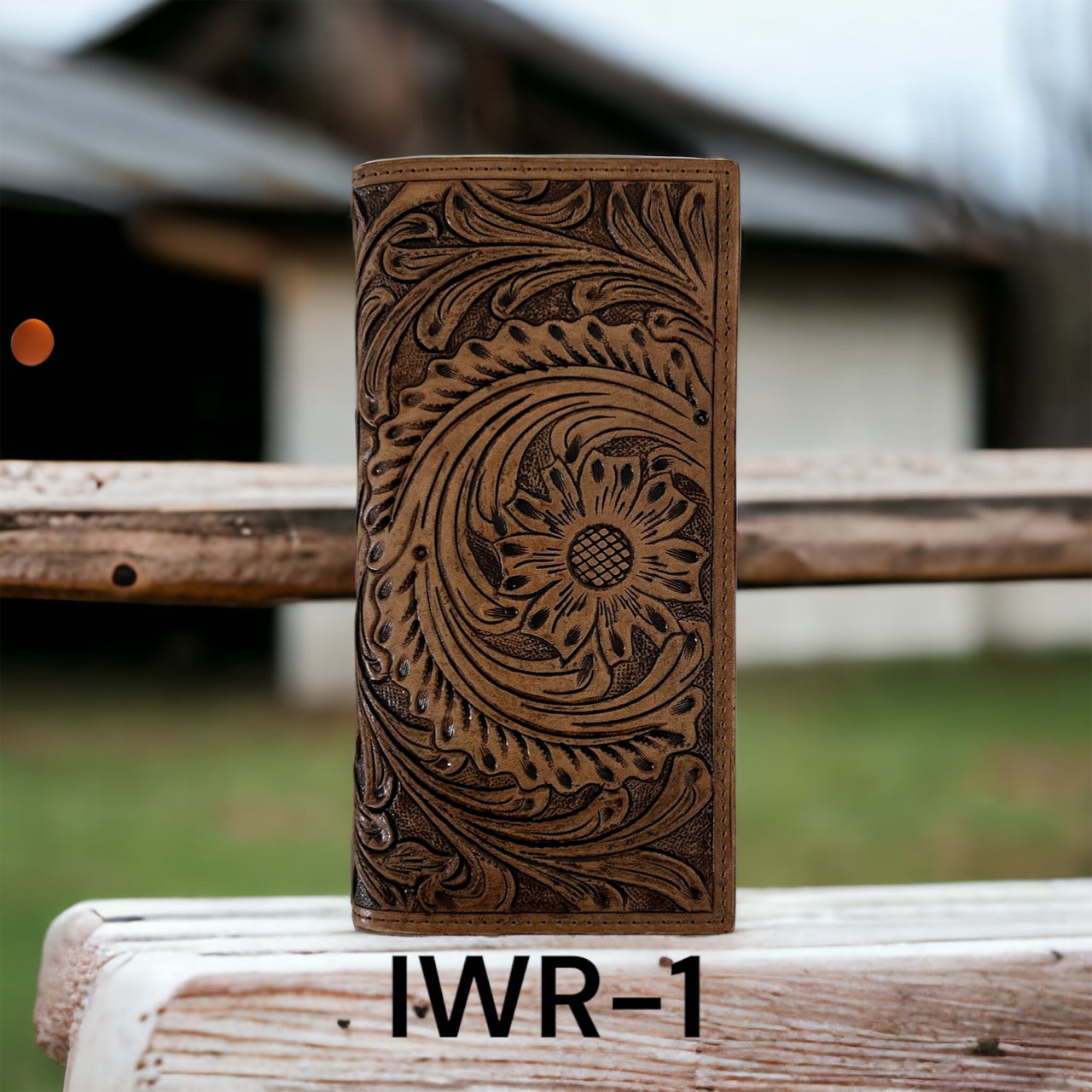 Ranger Belt Co. Hand Carved Floral Rodeo Wallet - Tan w/Antique Finish