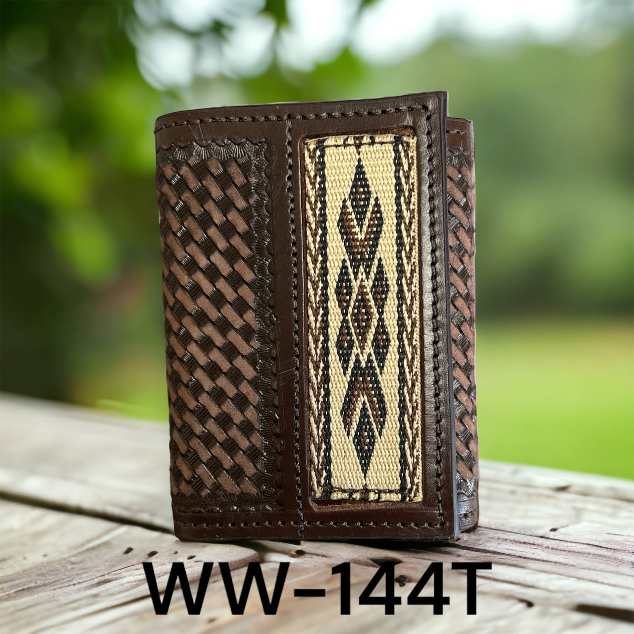 Twisted X Basketweave Tapestry Edge Trifold Wallet - Earth Tone