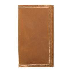 M&F Men's 3D Rodeo Style Triple Stitch Wallet- Brown
