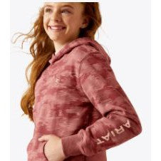 Ariat Girl's Long Sleeve Ariat 2.0 Hoodie- Mauve Blur Print