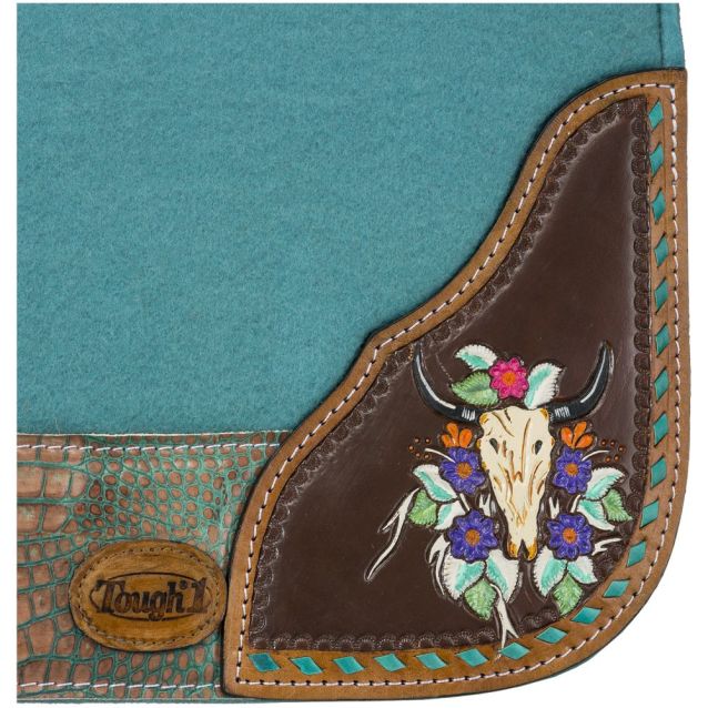 Tough 1 Hand Painted Steer Skull Saddle Pad- 31 x 32