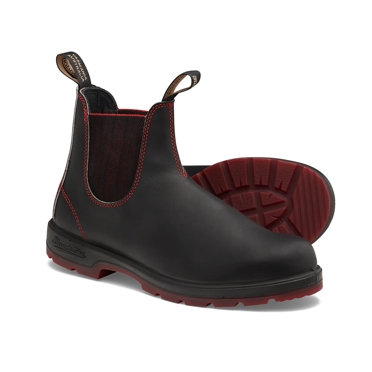Blundstone Unisex #2342 Classic Boots - Black w/Red Herringhone Elastic & Red Sole