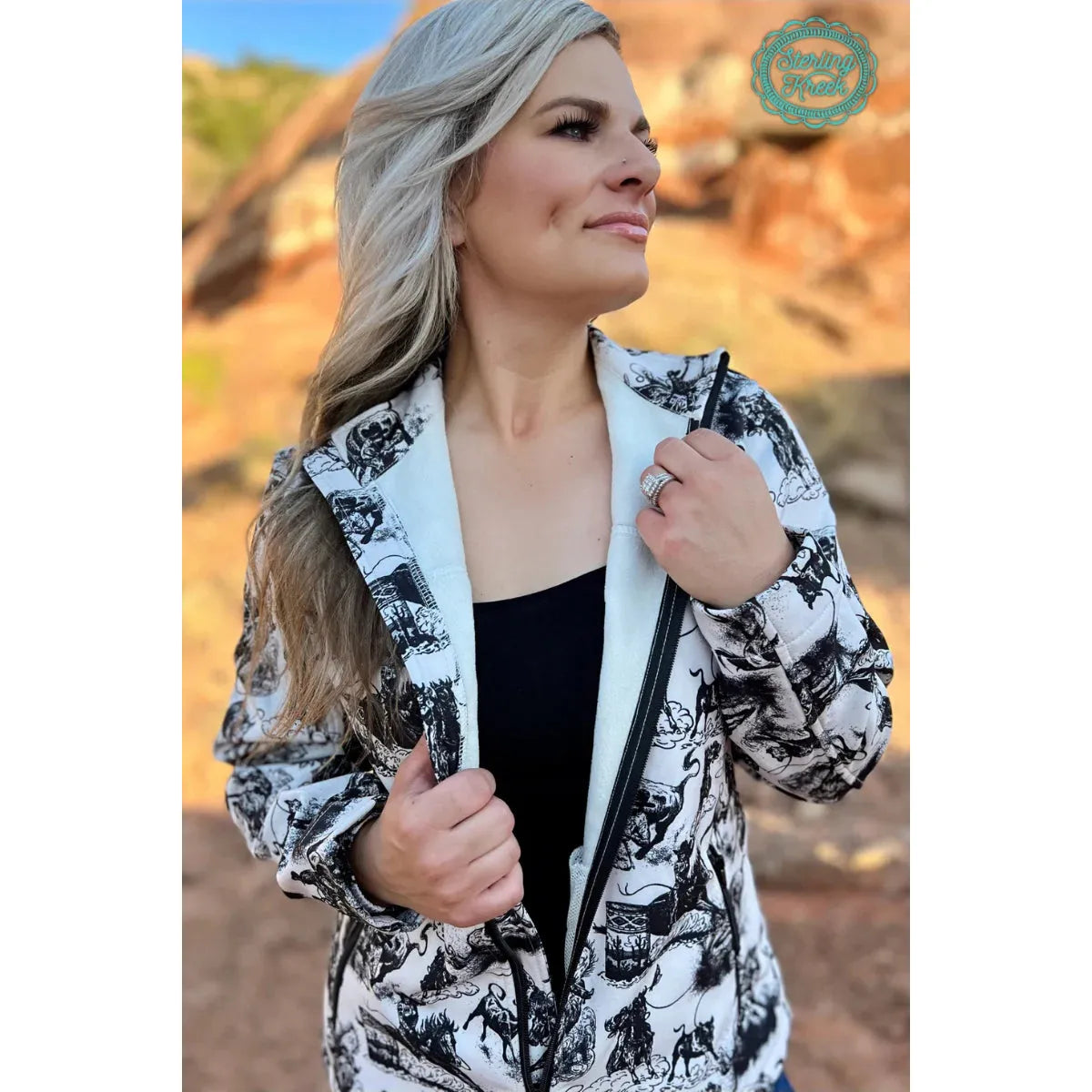 Sterling Kreek Women's Life is a Rodeo Long Sleeve Jacket- Black/White