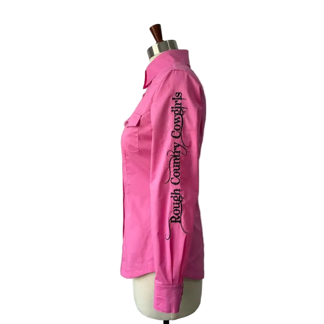 Rough Country Cowboys Ladies Long Sleeve Snap Western Shirt - Pink
