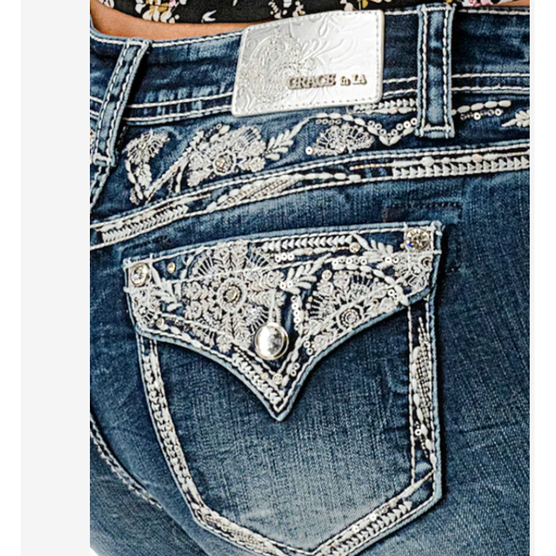 Grace in LA Women's Aztec Midrise Bootcut Jeans- Blue