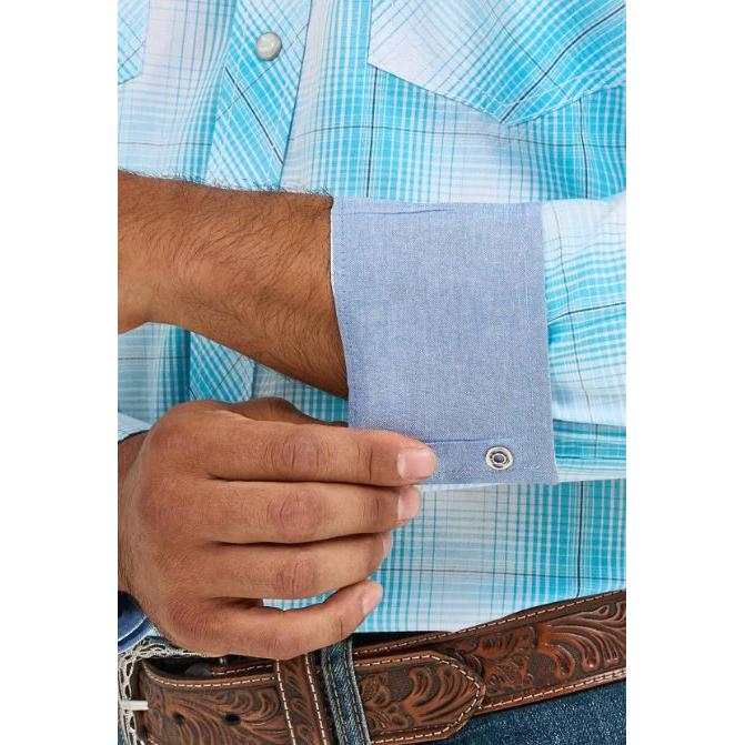 Wrangler Men's 20X Competition Advanced Classic Fit Comfort Long Sleeve Shirt- Turquoise