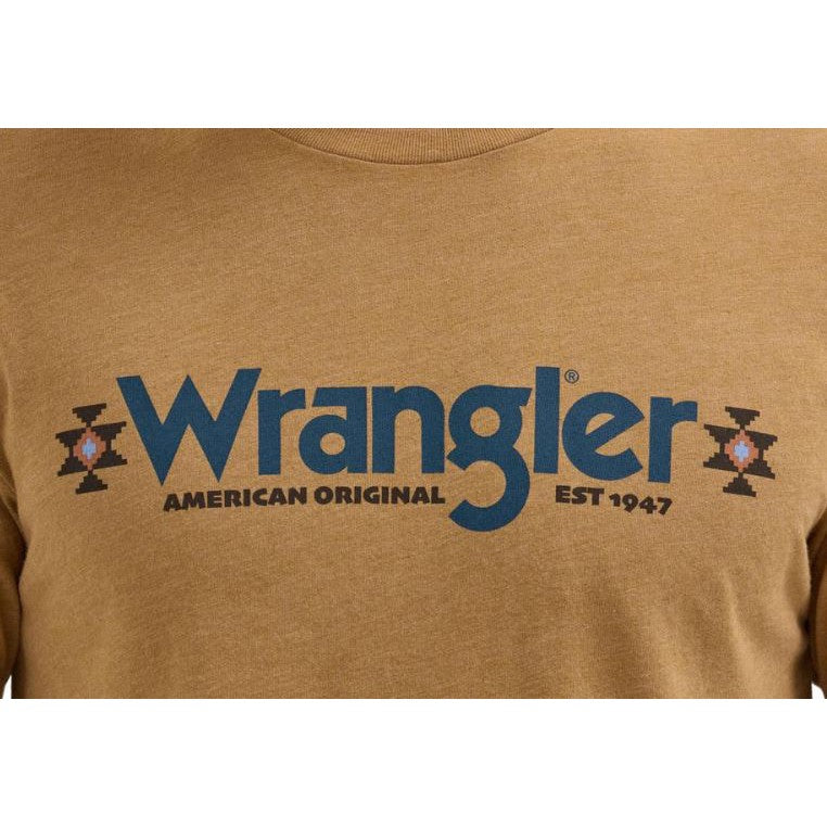 Wrangler Men's Short Sleeve Wrangler Logo Tee Shirt- Bistre Heather