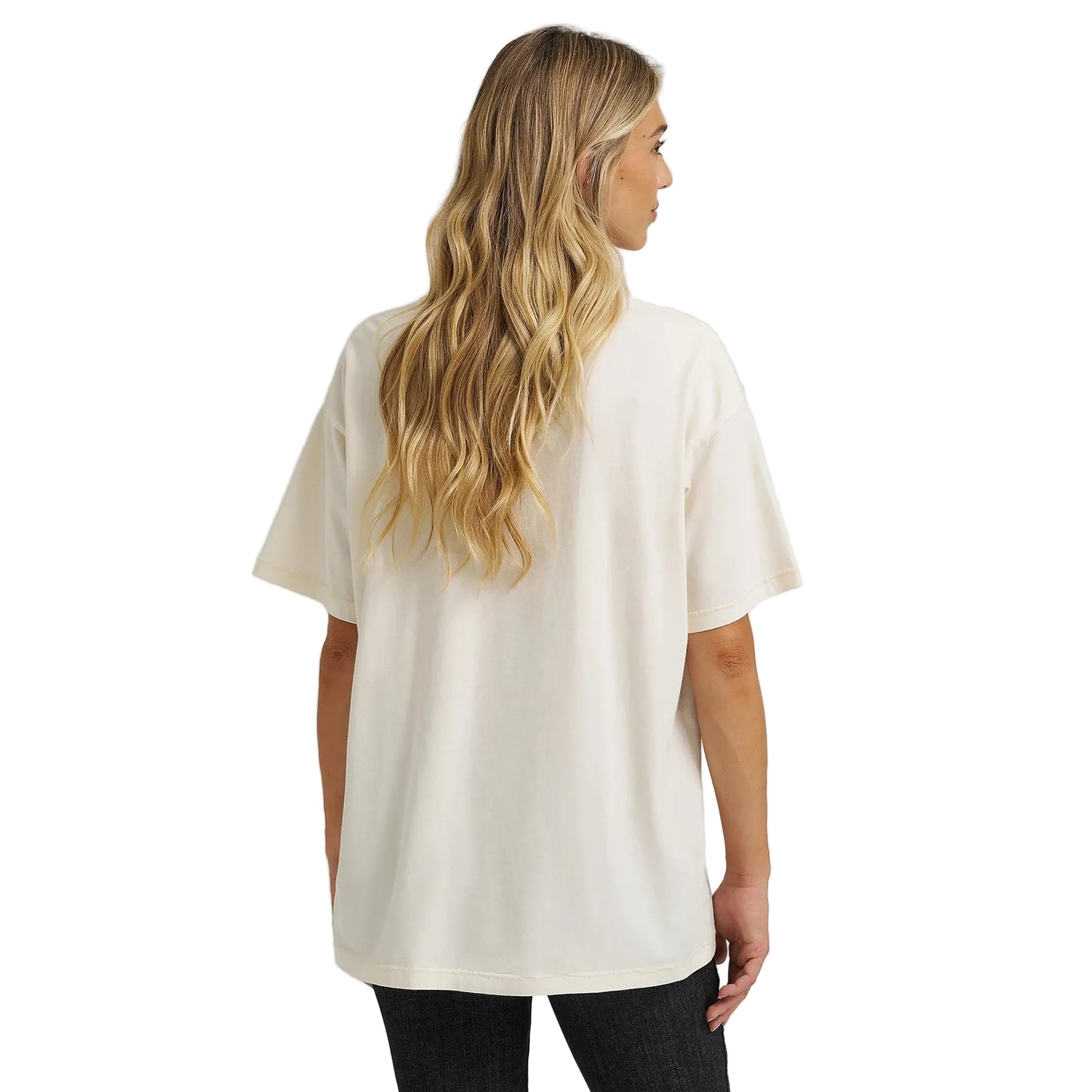 Wrangler Women's Lainey Wilson Short Sleeve Keep On Strummin Oversized Tee Shirt - Cream