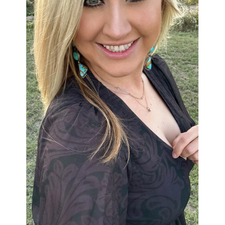 Sterling Kreek Mid Sleeve Tooled in Black Dress