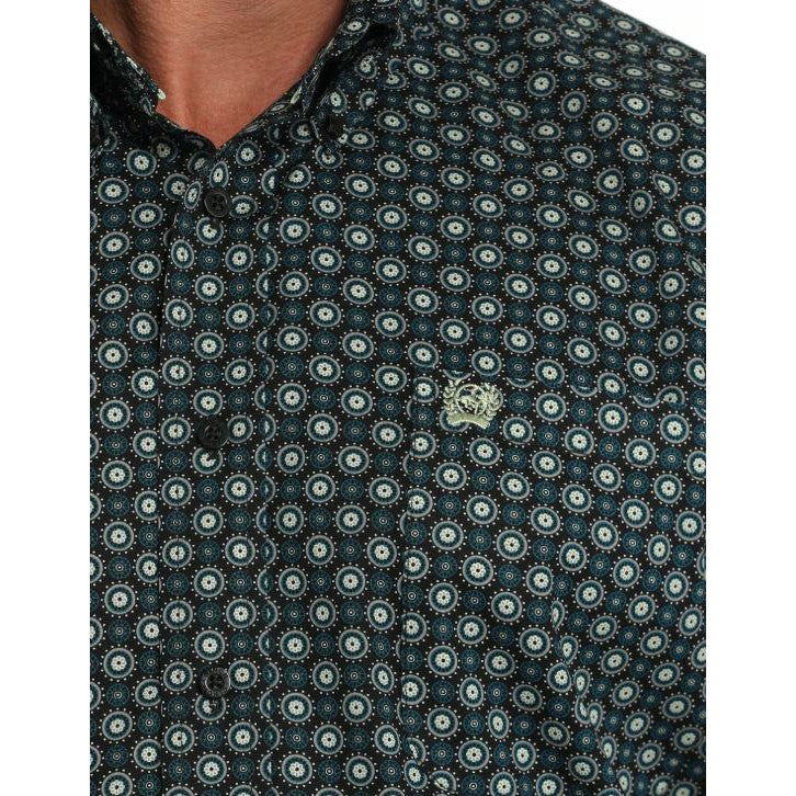 Cinch Men's Medallion Print Western Long Sleeve Shirt- Black