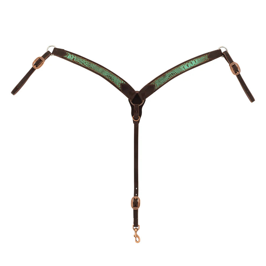 Weaver Leather Turquoise Croc Contoured Breast Collar