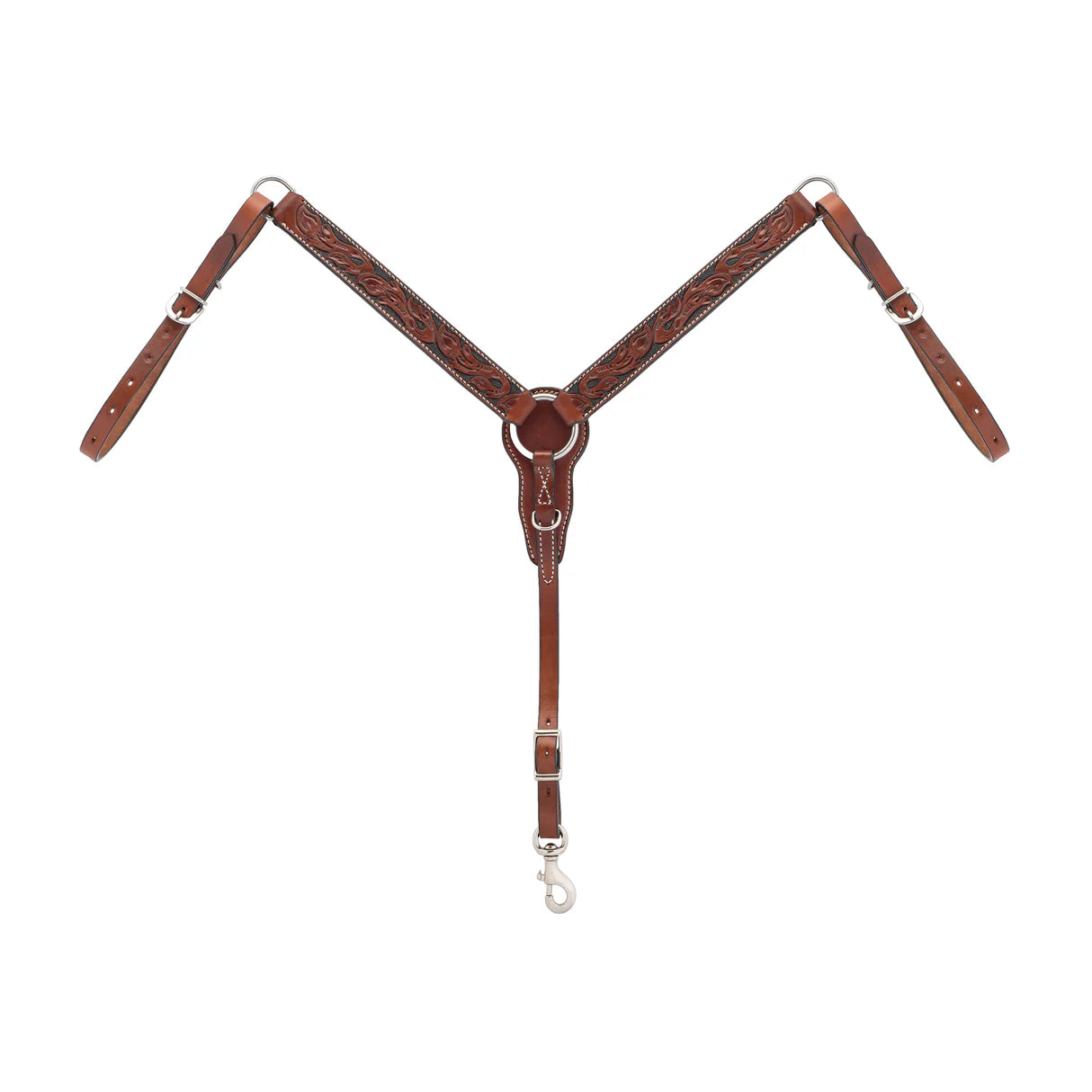 Weaver Turquoise Cross Floral 1-1/4" Breast Collar Pony - Chestnut