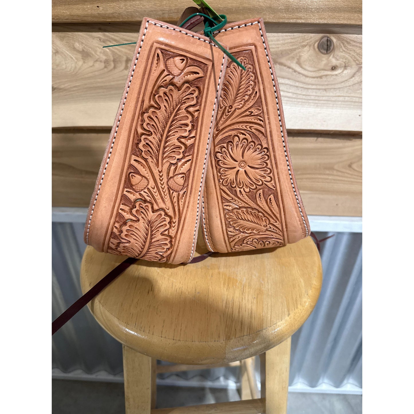 Irvine Tooled Leather Covered Stirrups