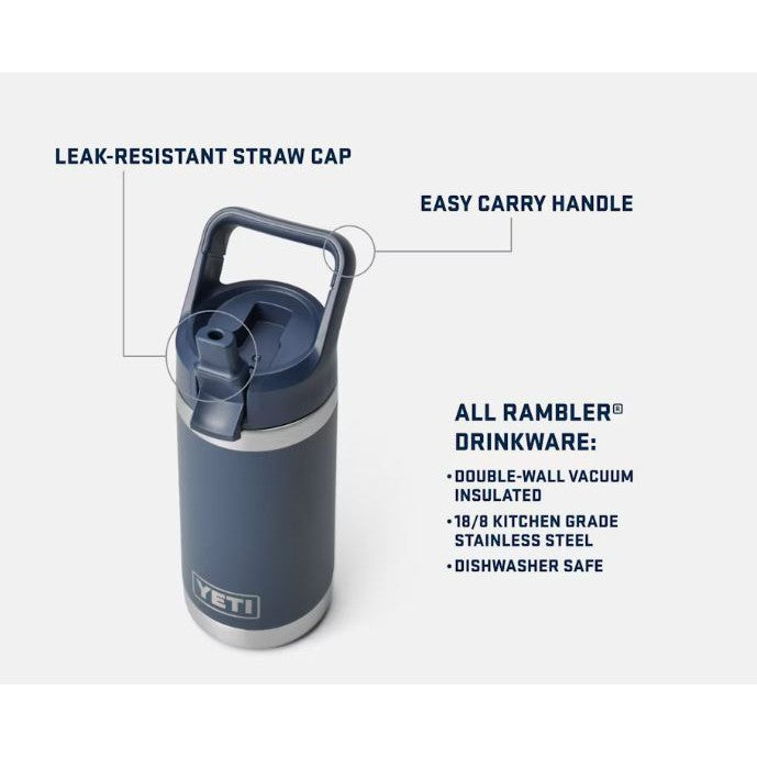 Yeti Rambler Jr 355ml Kids Water Bottle w/Coloured Straw Cap - Lowcountry Peach