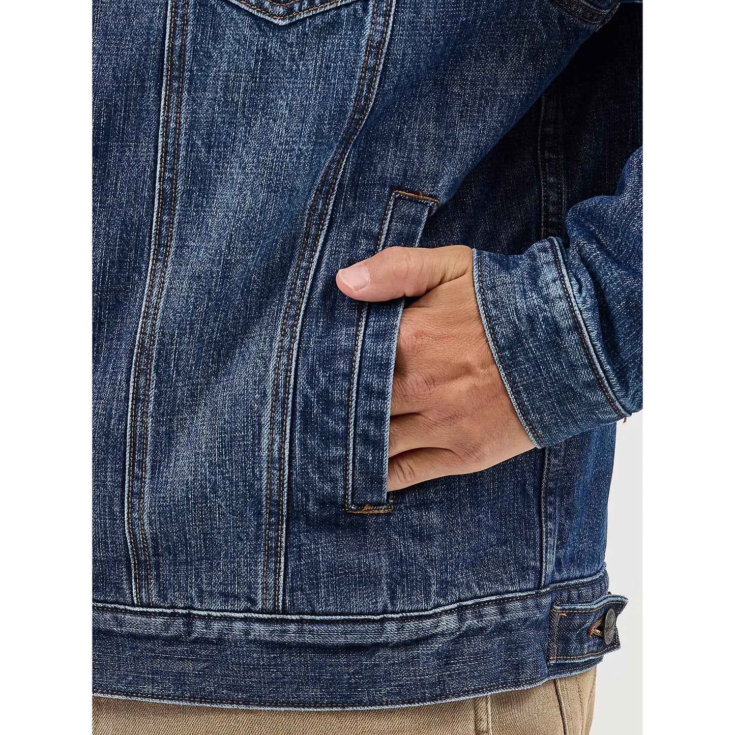 Wrangler Men's Long Sleeve Sherpa Lined Western Denim Jacket- Blue Shadow