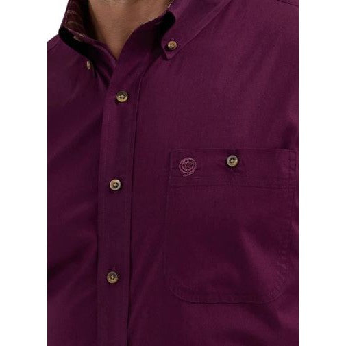 Wrangler Men's Long Sleeve Shirt - Eggplant