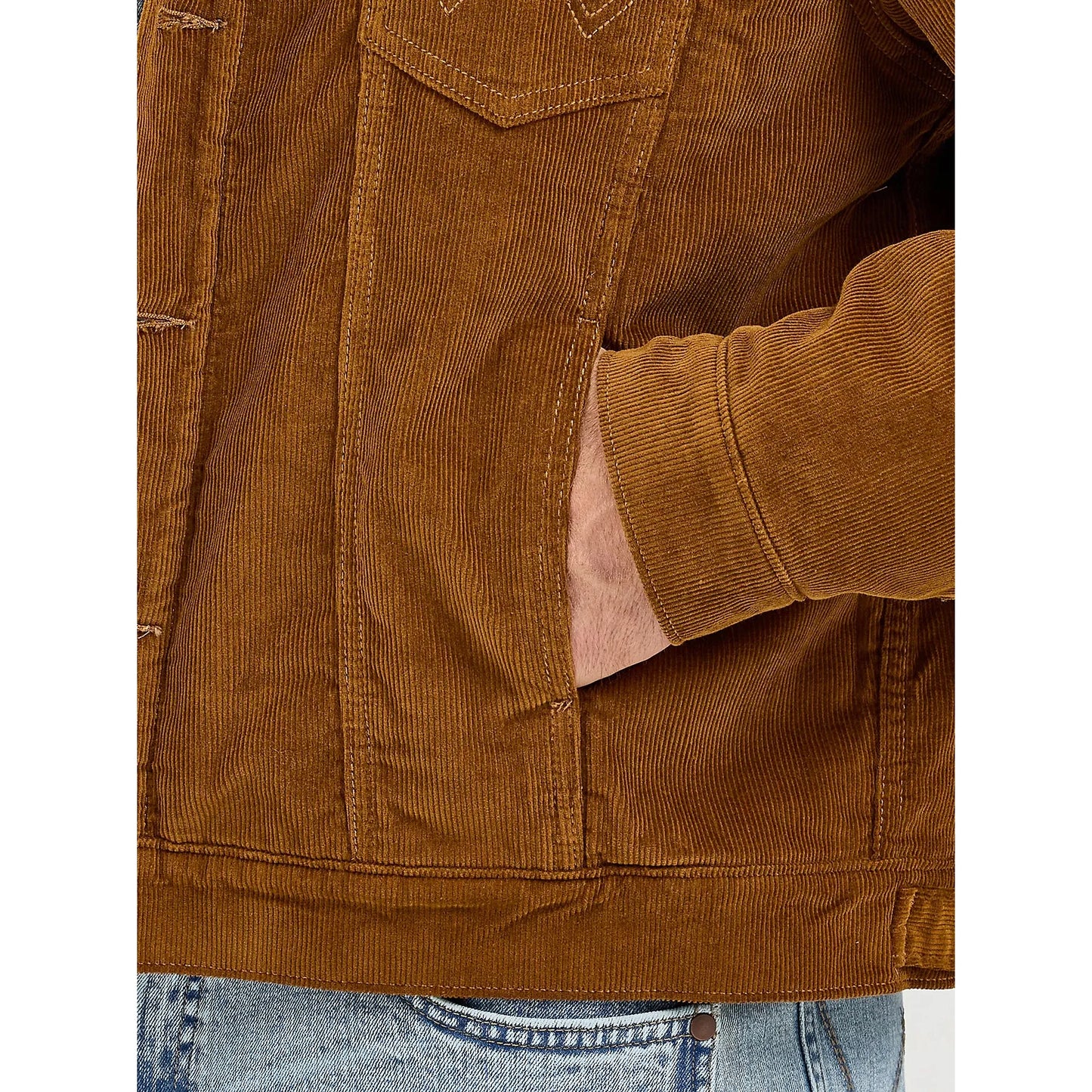 Wrangler Men's Cowboy Cut Sherpa Lined Long Sleeve Corduroy Jacket- Monks Robe